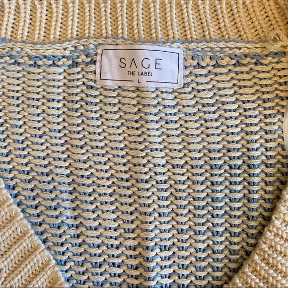 Sage the Label Blue and Cream Pullover Sweater - Picture 3 of 7